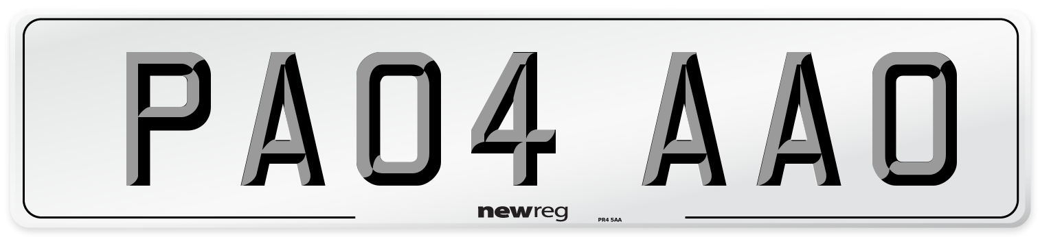 PA04 AAO Number Plate from New Reg